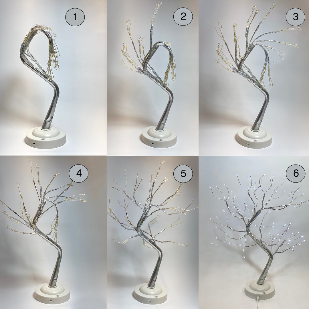bonsai lighted tree tabletop ECOVENIK 108 LED Silver - Bonsai Tree Light with 8 Lighting Modes & Timer
