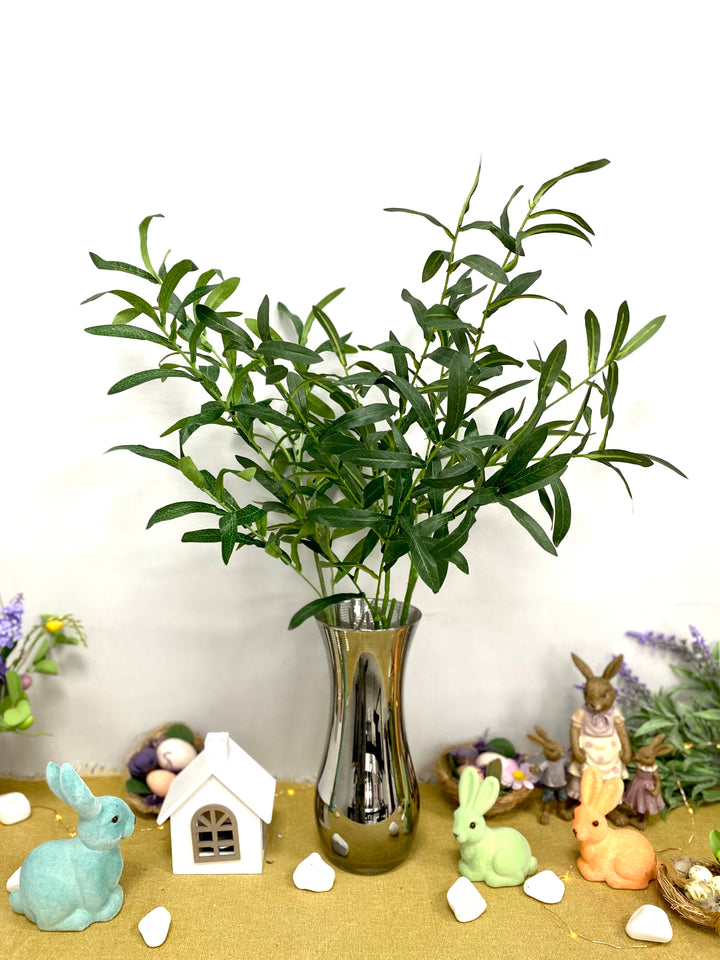 Set of 4 Silk Artificial Olive Branches - 96 cm/38 Inches Each, Perfect for Vase Decor and Home Aesthetics