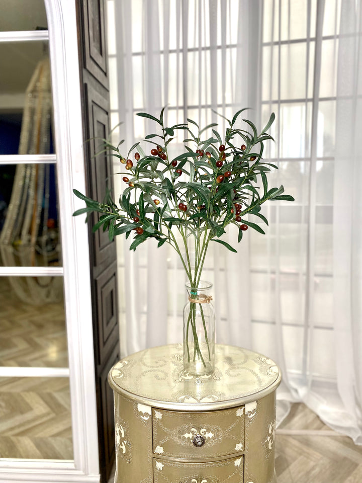 Set of 5 - Artificial Olive Branches: Lifelike Faux Olive Stems, 30 Inches (76-78cm) Each with Berries - Perfect for Vase and Home Decor