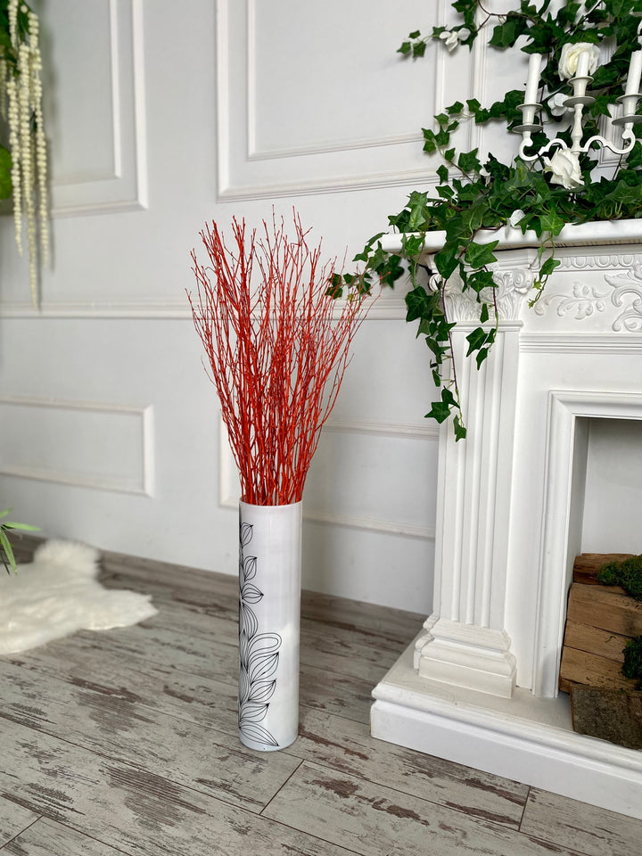 73 cm Ecovenik Orange - Red Birch Branches - Natural Birch Twigs, Pack of 20-25 Stems, 29 inches Long - Perfect for Floor Vases and Striking Colorful Decor