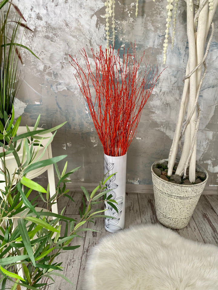 73 cm Ecovenik Orange - Red Birch Branches - Natural Birch Twigs, Pack of 20-25 Stems, 29 inches Long - Perfect for Floor Vases and Striking Colorful Decor