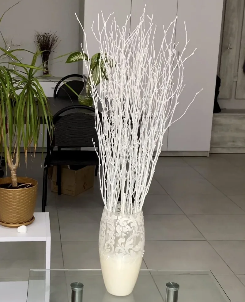 25 psc - Branches - 73 cm, Natural Birch Twigs, Pack of 20-25 Stems, Long for Floor vases, (White-Grey )